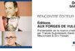 Rencontre avec les éditions Aux Forges de Vulcain